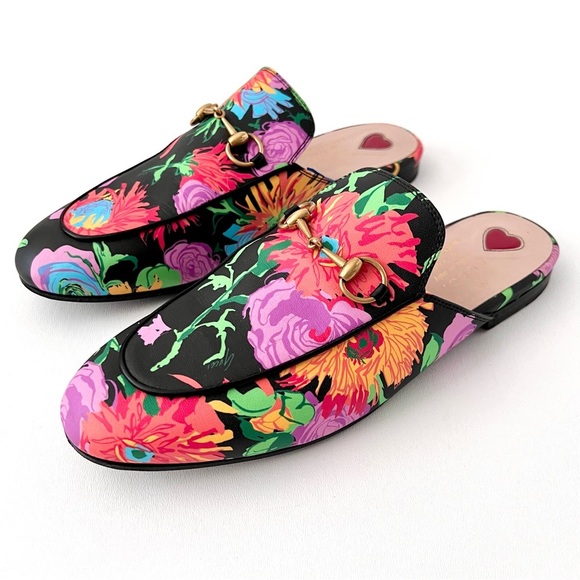 GUCCI || Princetown Ken Scott Infinity Jenni Floral Horsebit Loafers Mules Slide - Picture 1 of 13